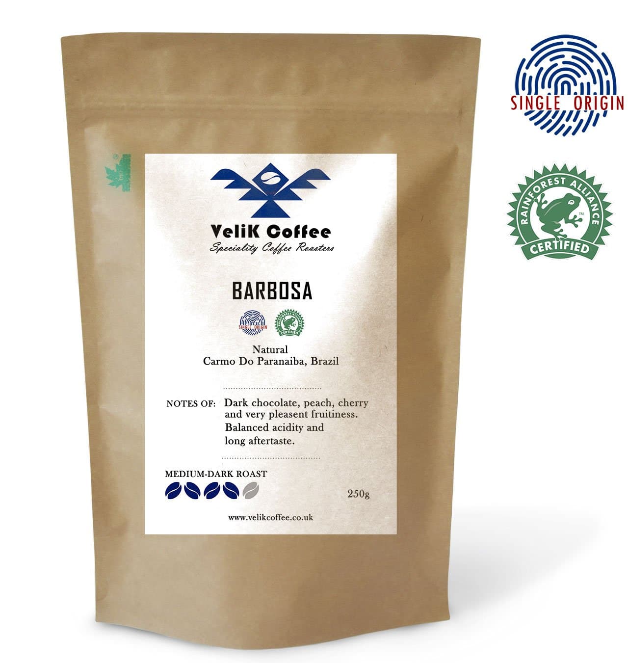 BARBOSA – Brazilian Single Origin Arabica Beans – Medium-Dark Roast Coffee by VeliK Coffee