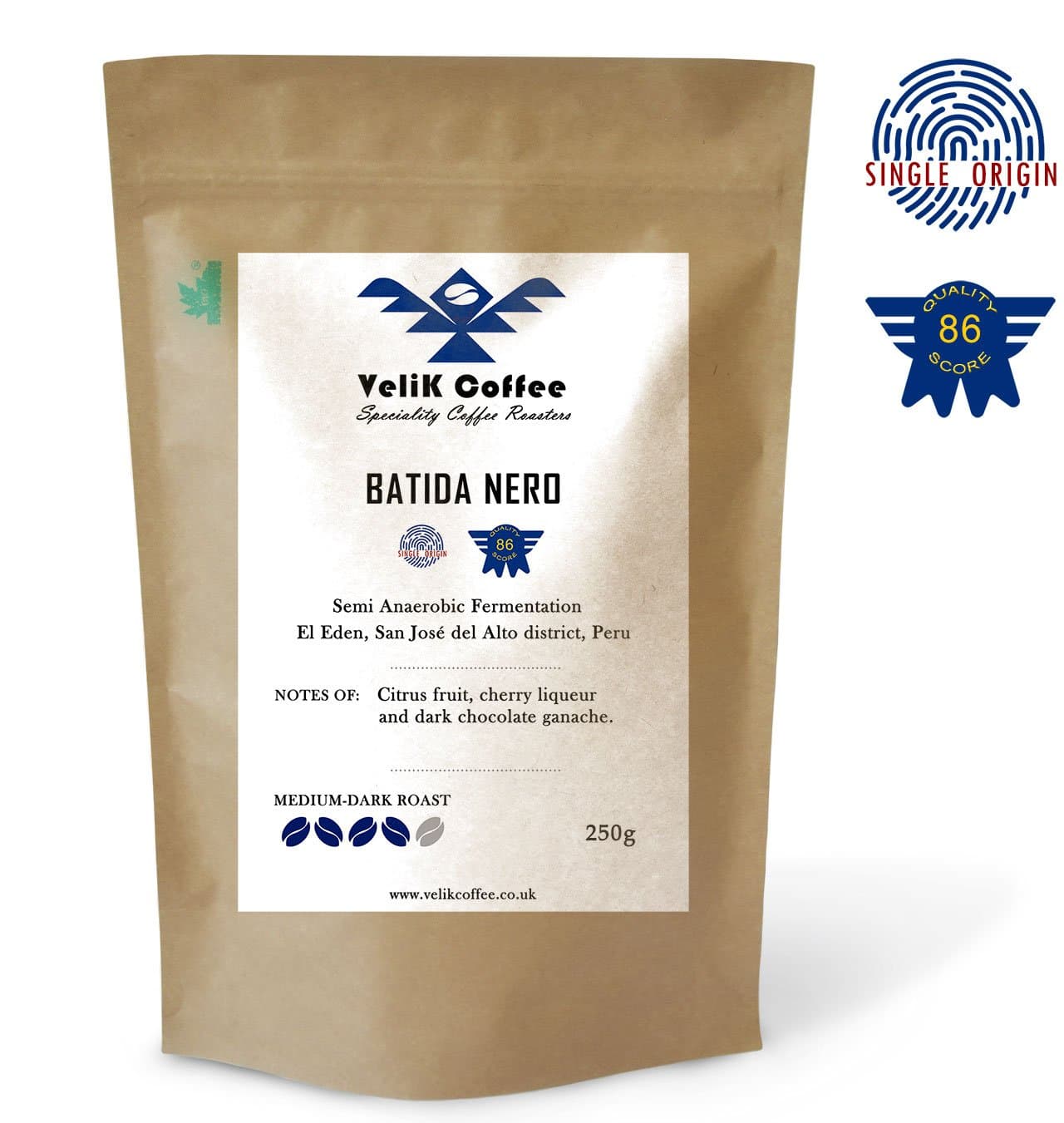 BATIDA NERO – Peruvian Single Origin Arabica Beans – Medium-Dark Roast Coffee by VeliK Coffee