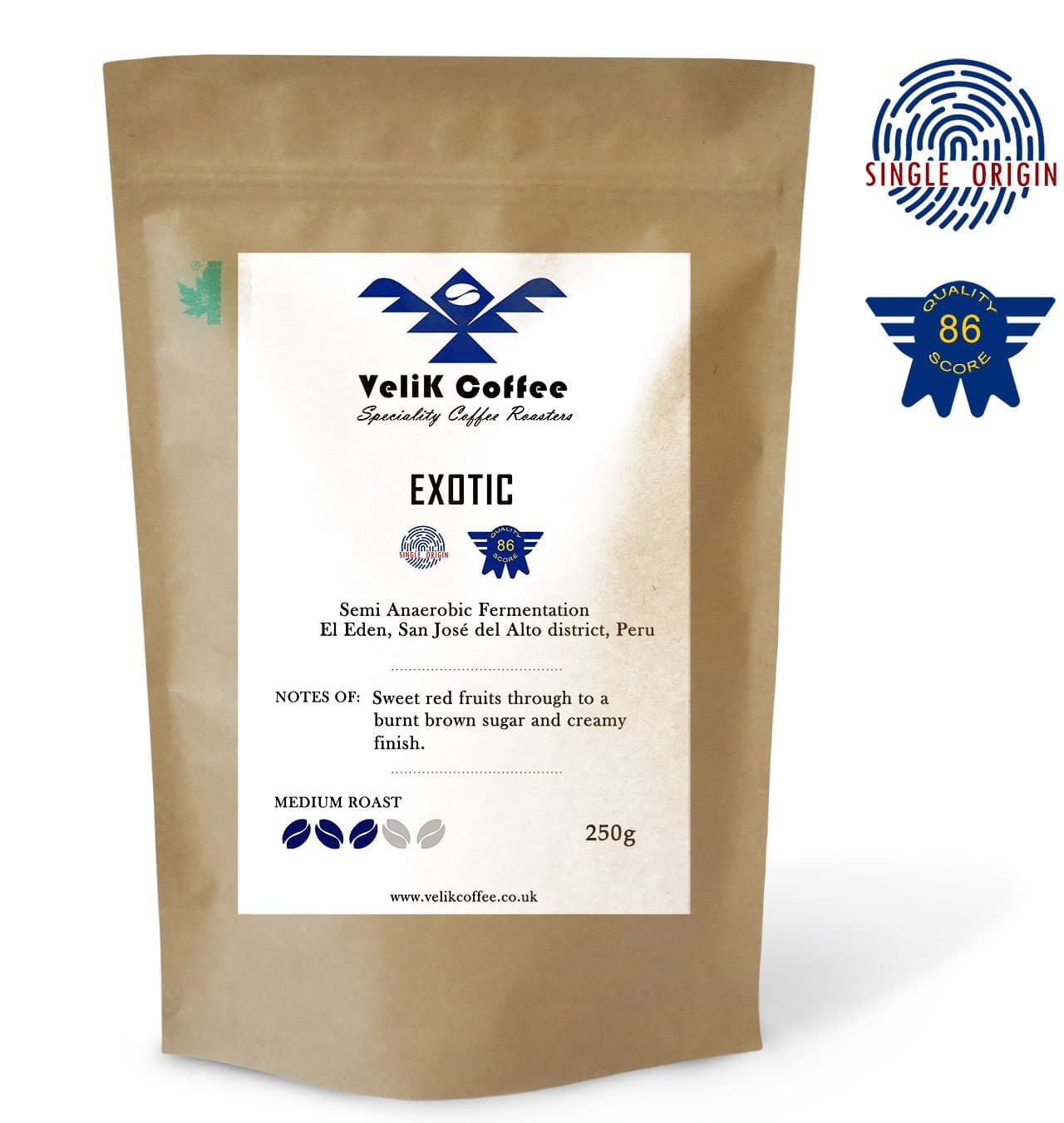 EXOTIC – Peruvian Single Origin Arabica Beans – Medium Roast Coffee by VeliK Coffee
